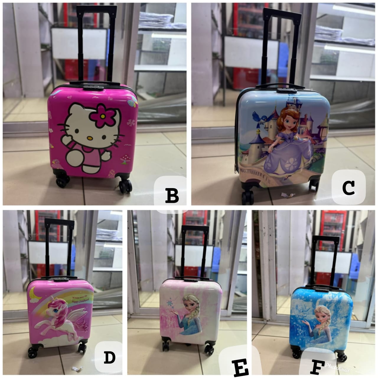 Kids cartoon suitcases