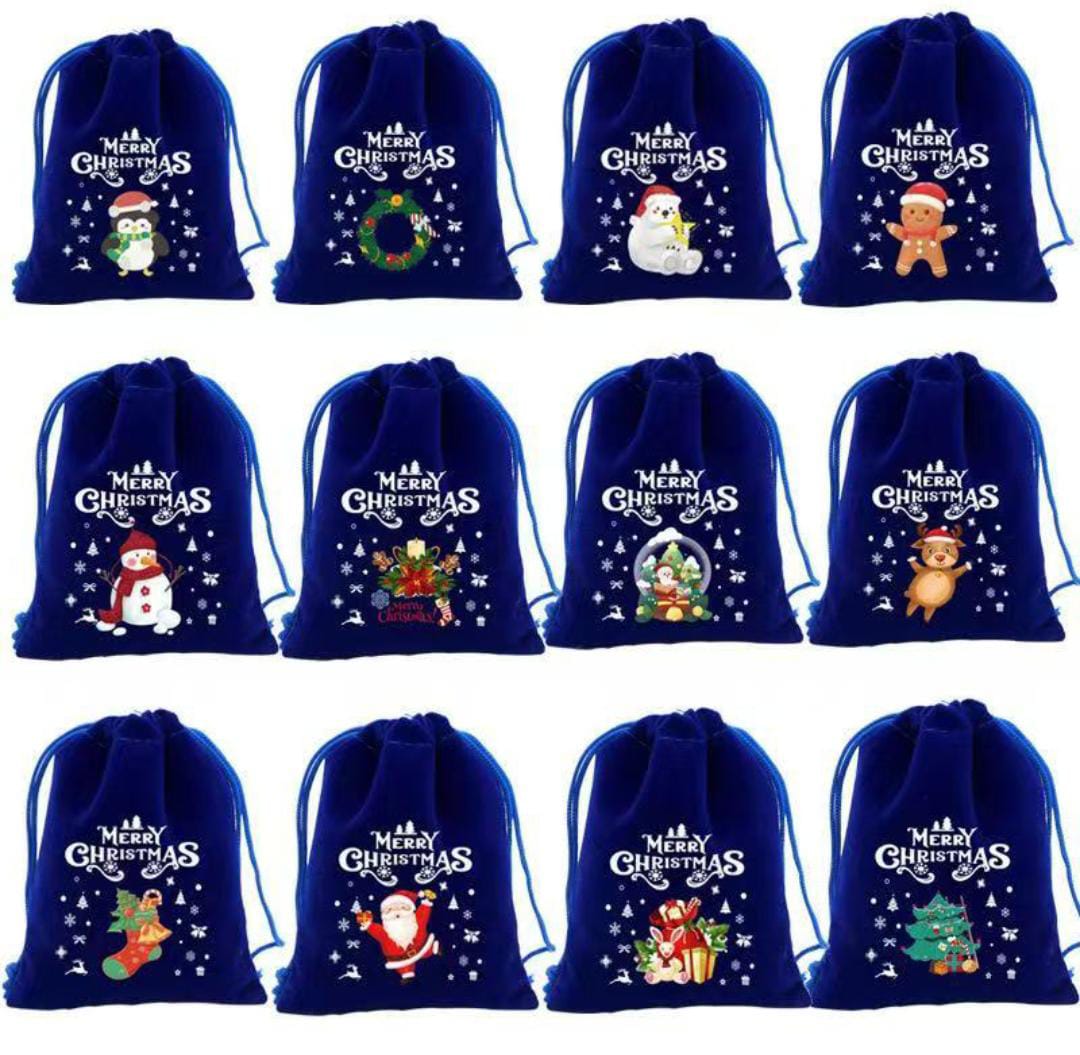 Blue Velvet Christmas Candy Gift Bag