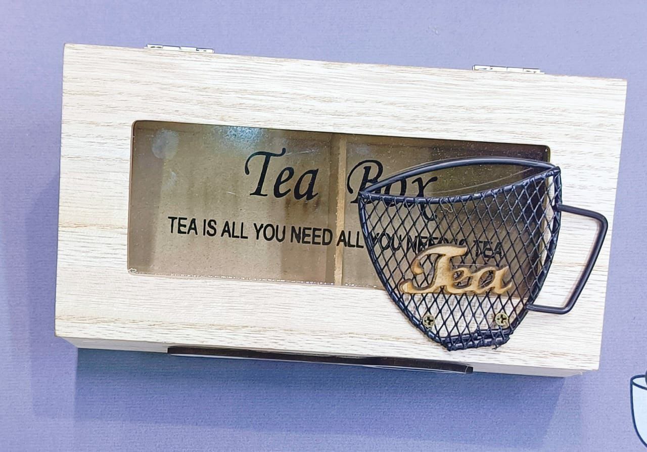 Wooden tea bag organizer