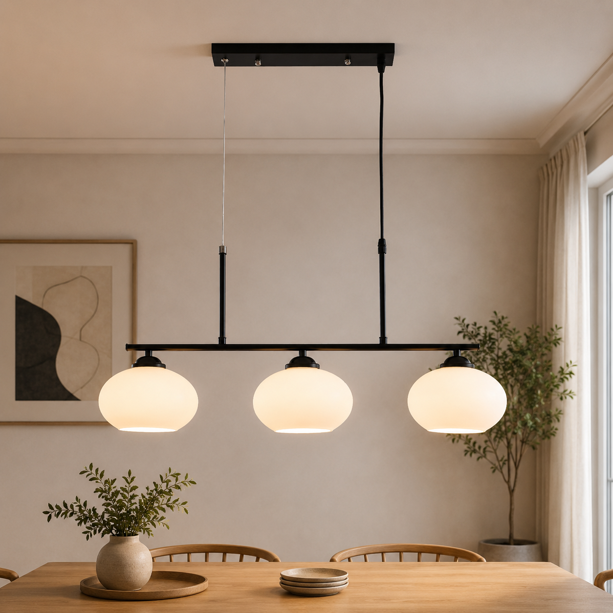 Black & White 3-Ceiling Light PL 1151-03-BK