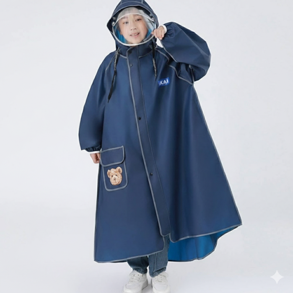 Children's Raincoat with Wide Brim Hood