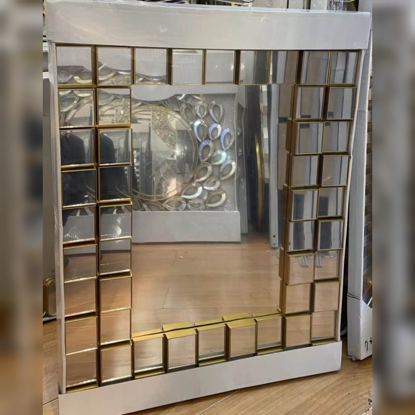 Rectangular Geometric Wall Mirror