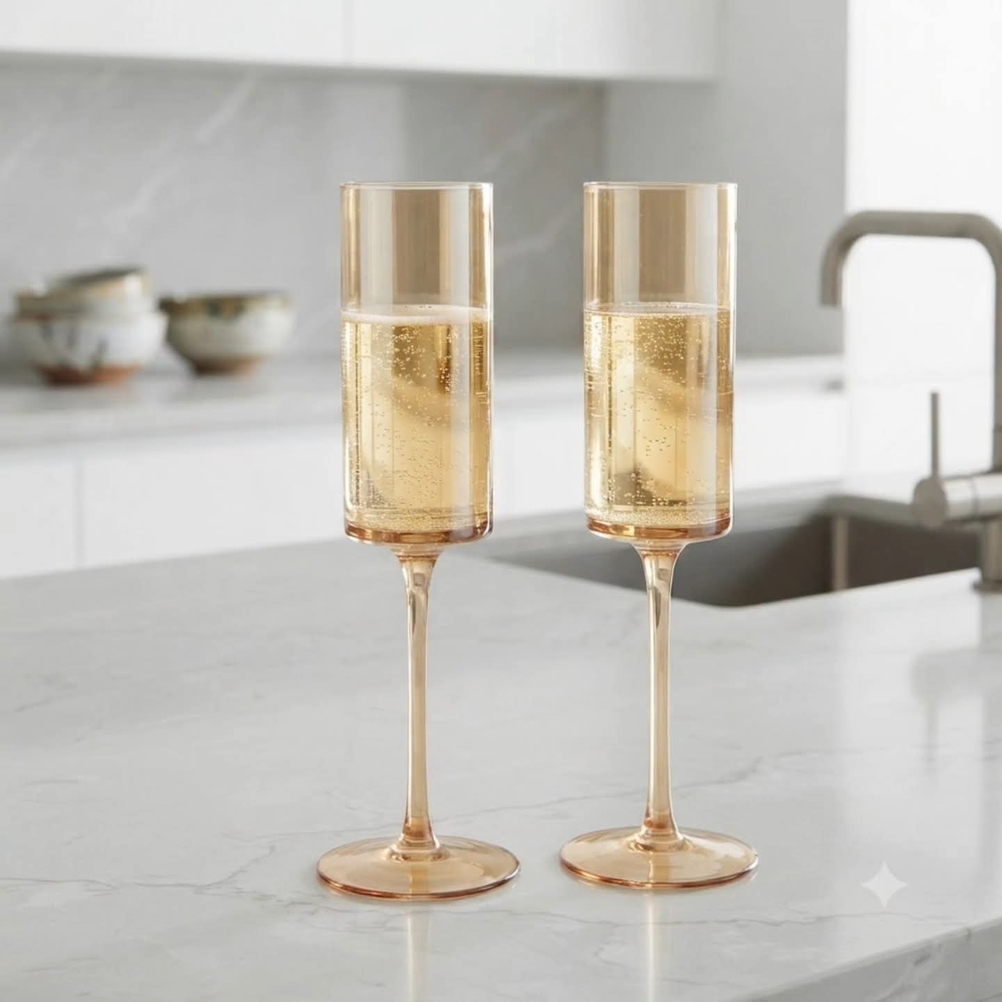 A Pair of Gold Champagne Glasses