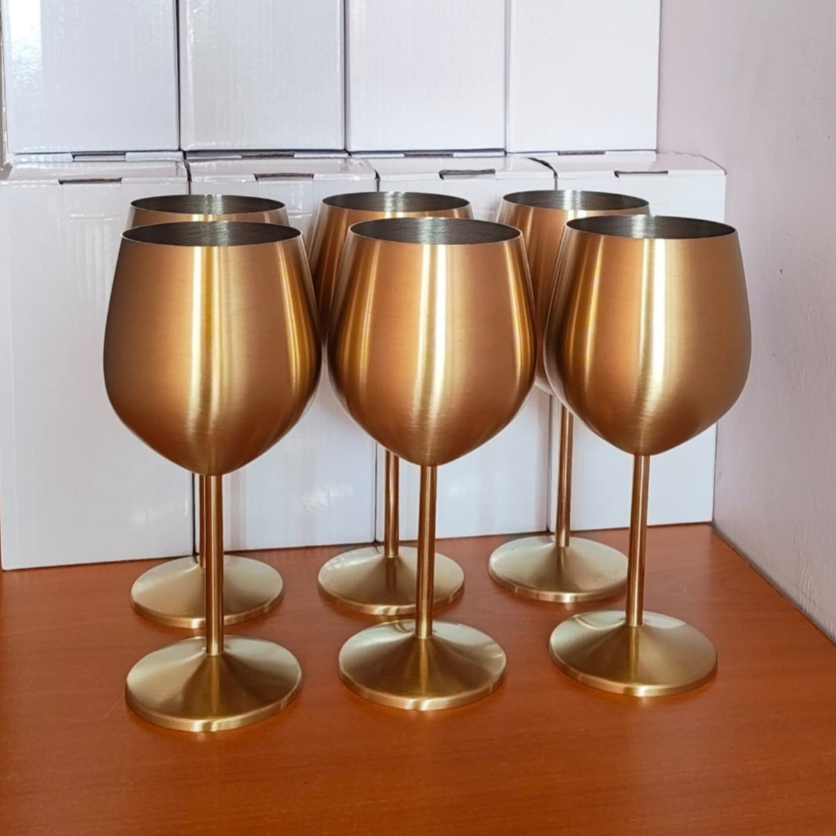 2Pcs Stainless Steel Wine Goblet Glasses
