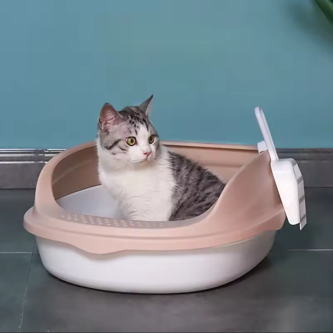 Cat litter box with scoop