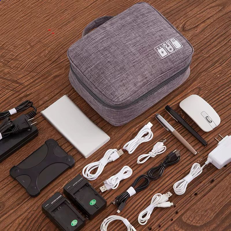 Large Capacity Portable Electronic Cable and Accessory Organizer Bag gha