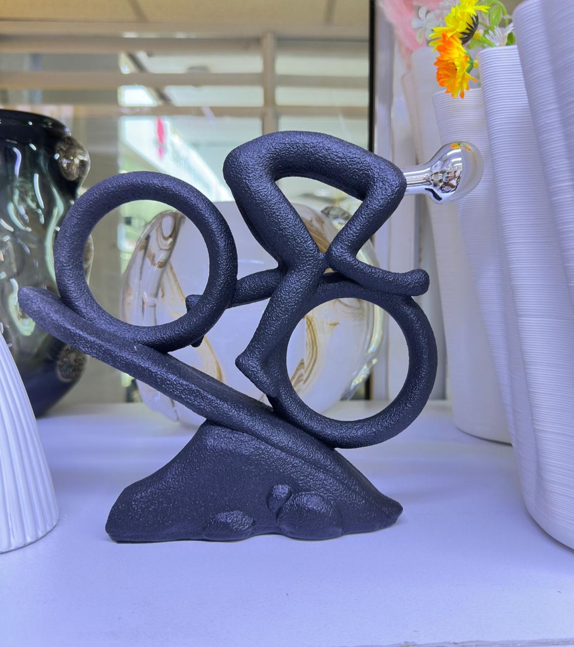 Bicycle Rider Abstract Ceramic Table Sculpture