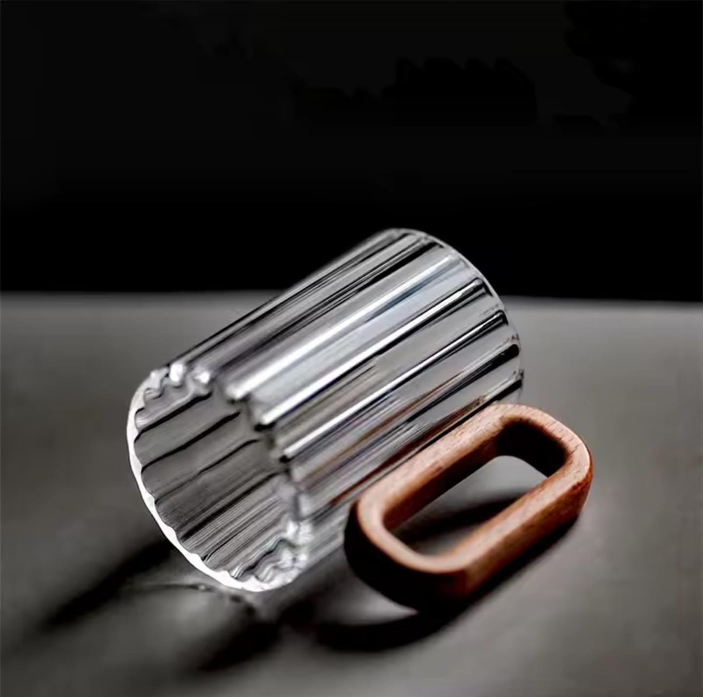 6Pcs Heat Resistant Ribbed Glass Mug Set