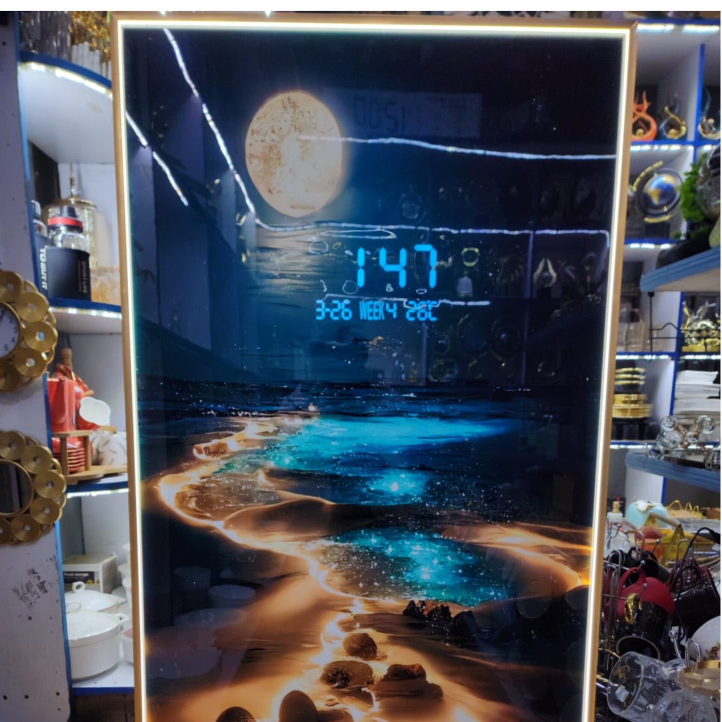 LED Wall Art with Digital Clock and Remote Control