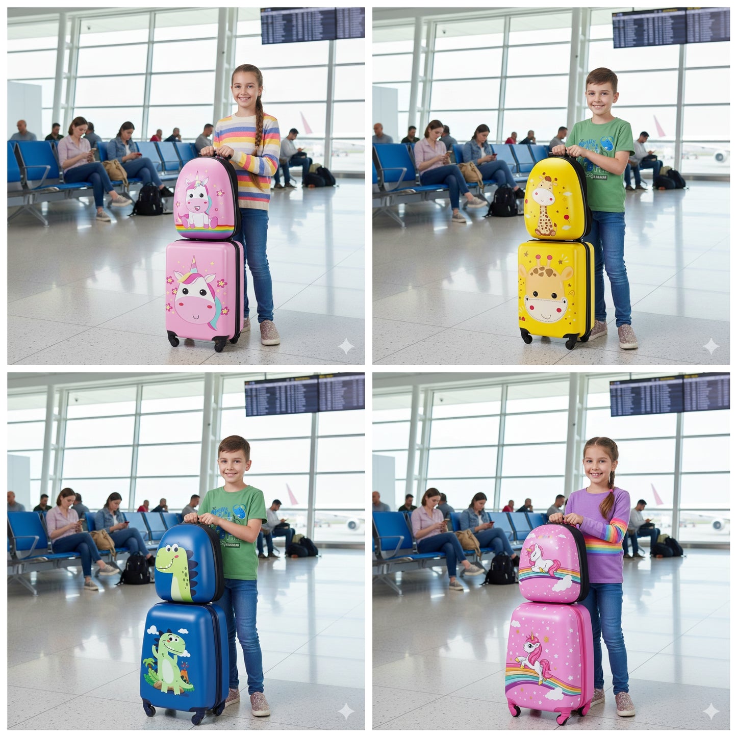 2 in 1 cartoon themed kids trolley suitcase