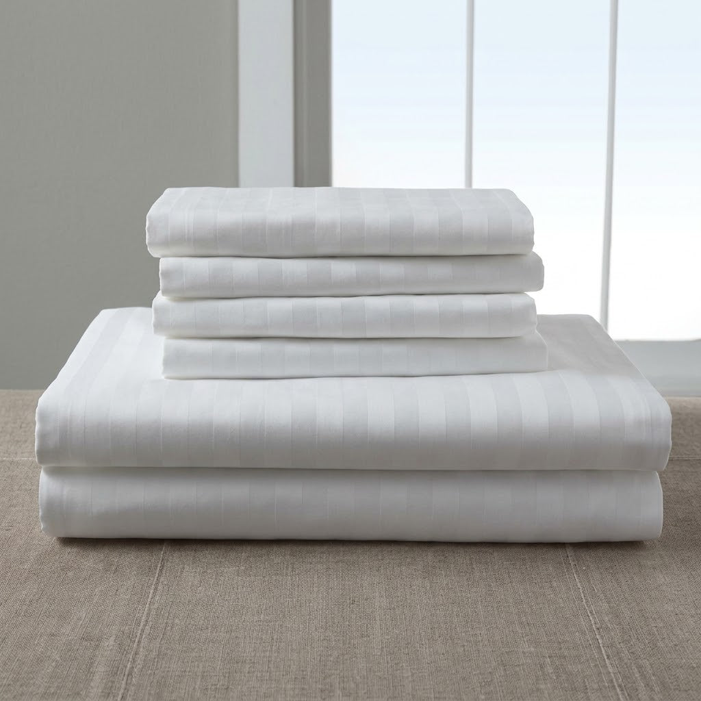 4*6/5*6 White Striped Bedsheet Set