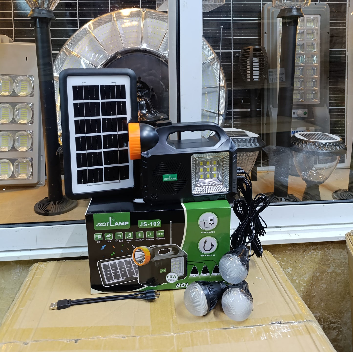 GD-102 Solar Lighting System with Radio and Bluetooth Speaker