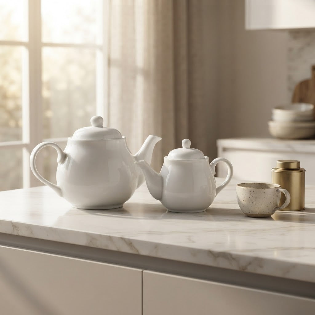 Ceramic Round White Kettle