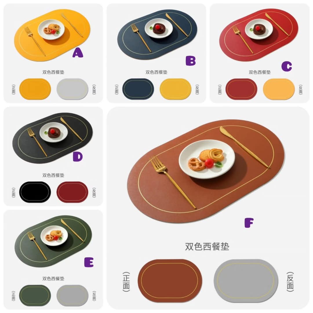 6pc leather antislip table mats