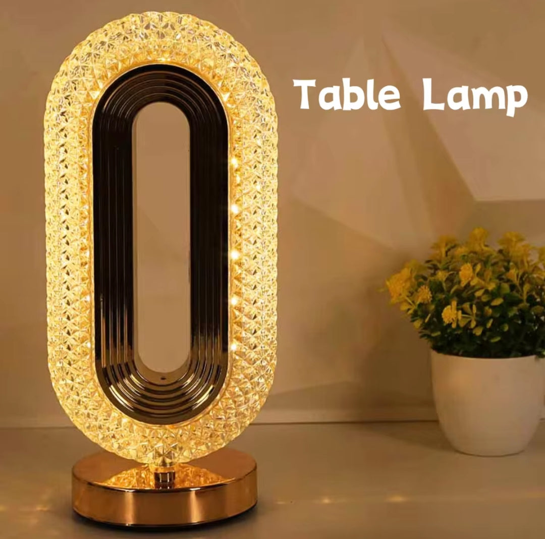 Gold Oval Crystal Table Lamp