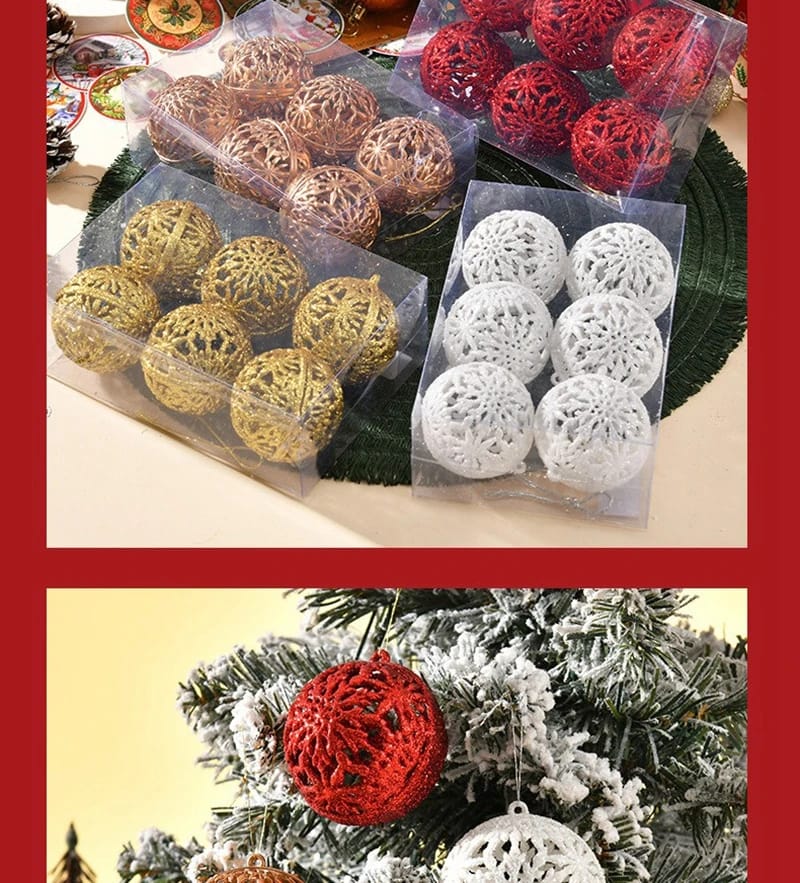 6Pcs 6CM Christmas Tree Ball Pendants Holiday Home Decor