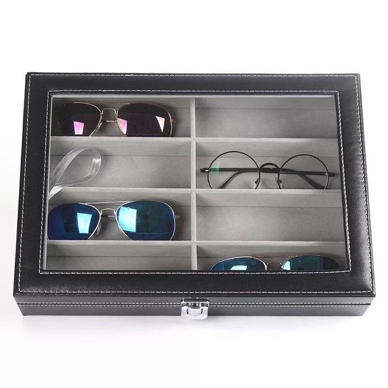 8 Slot PU Leather Sunglasses Organizer Box