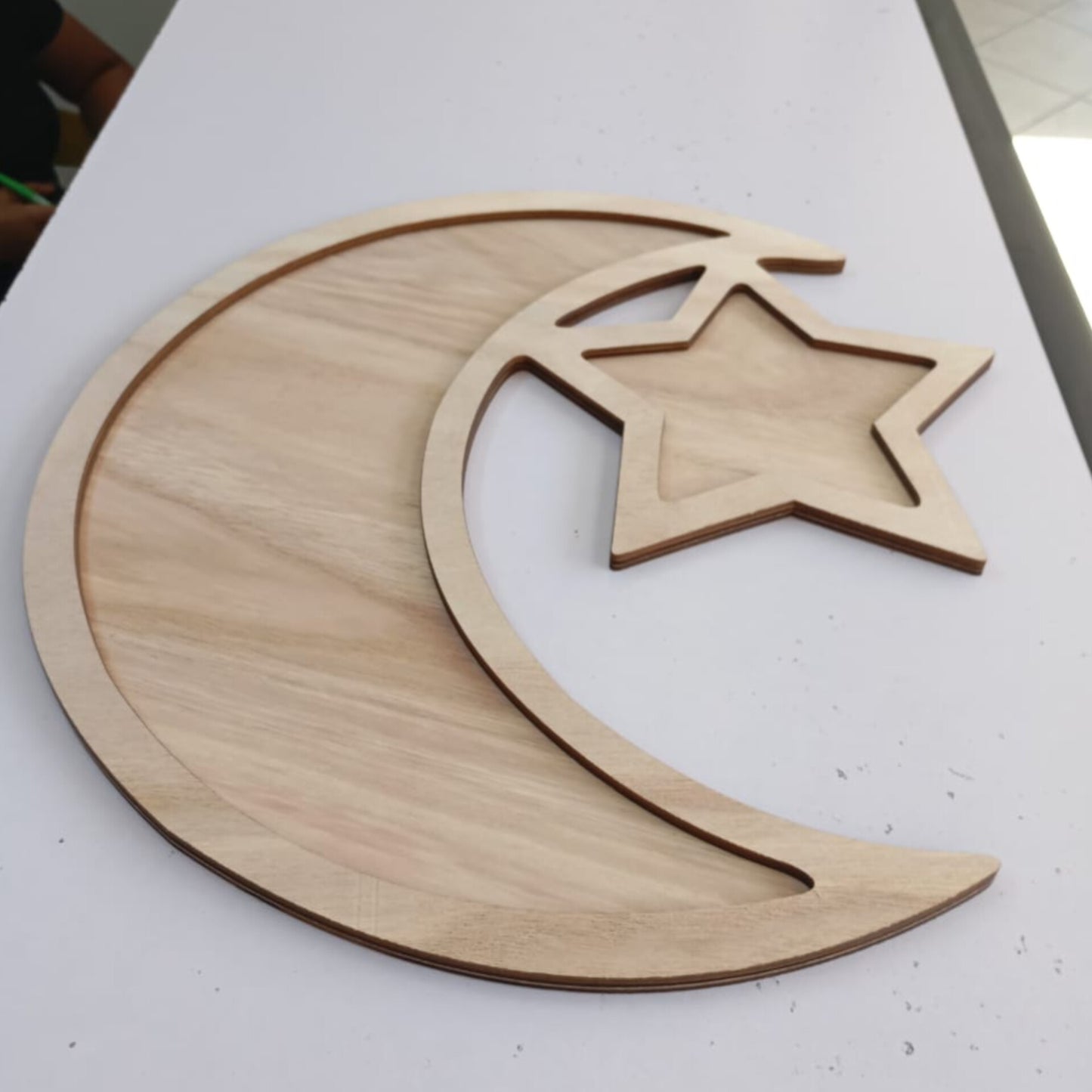 Ramadan and Eid Mubarak Moon Star Wooden Serving Tray