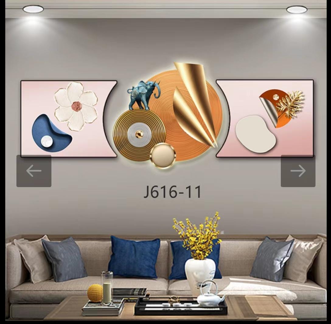 3-Piece Art Décor Wall Hanging Set with Clock