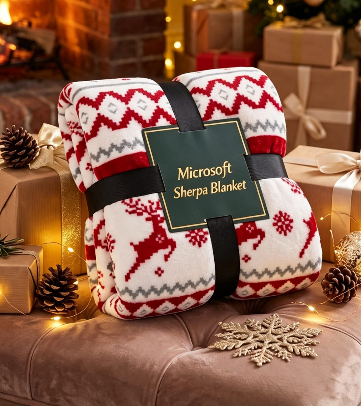 Double sided fleece Christmas throw blanket