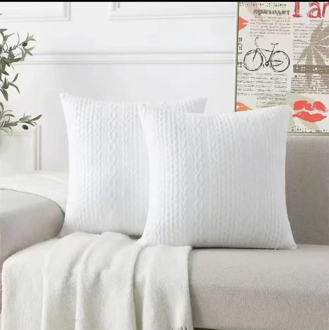 Square 45 by 45cm soft white throw pillow covers for home décor.