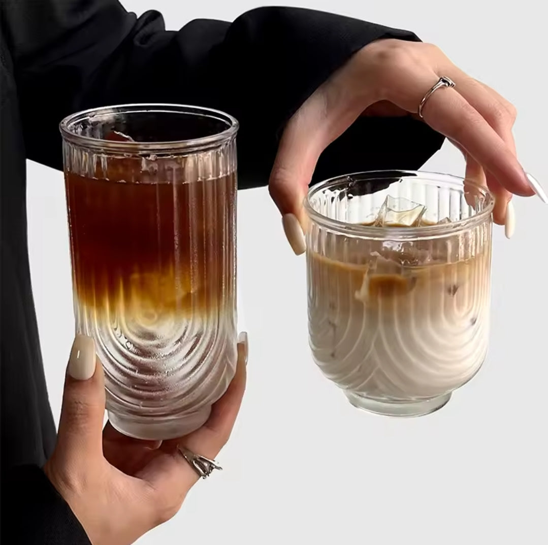 6Pc ribbed juice coffee glassware