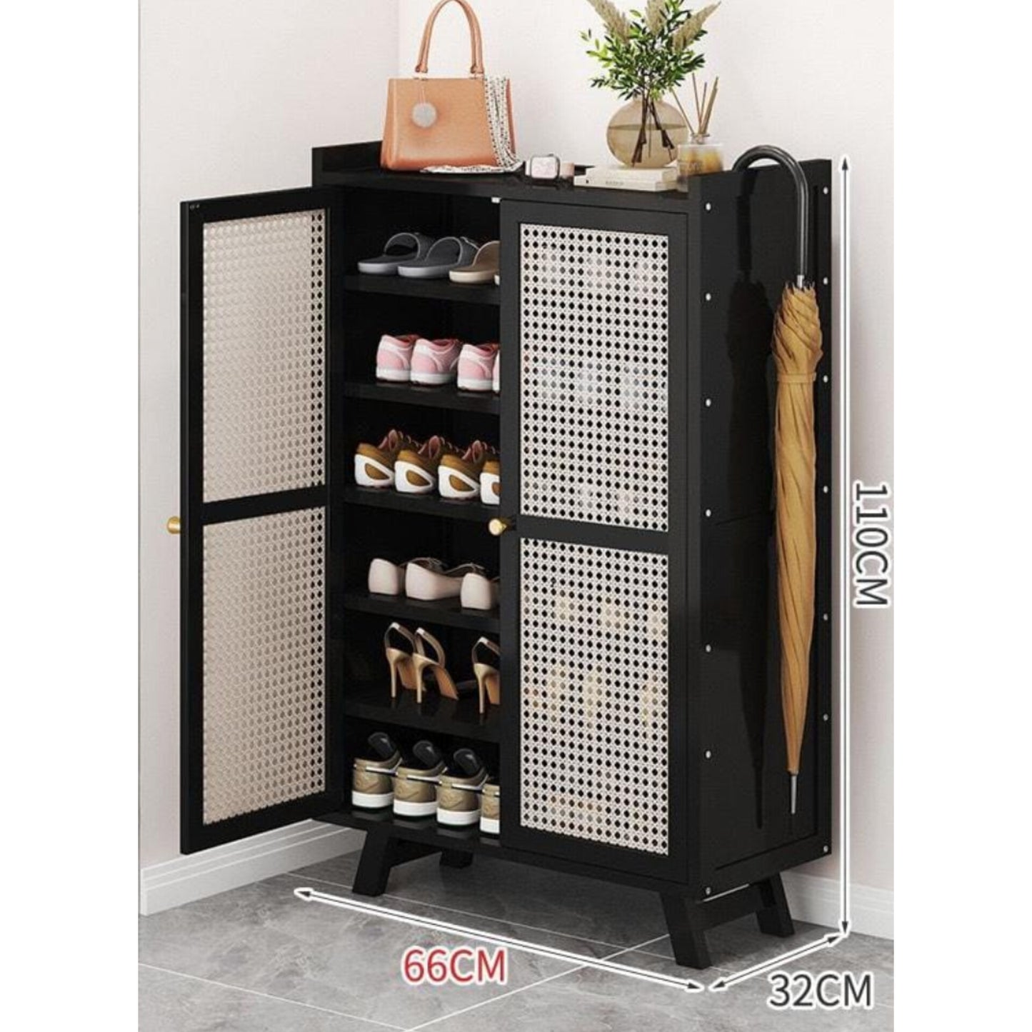 Rattan Bamboo Shoe Cabinet and Entryway Storage