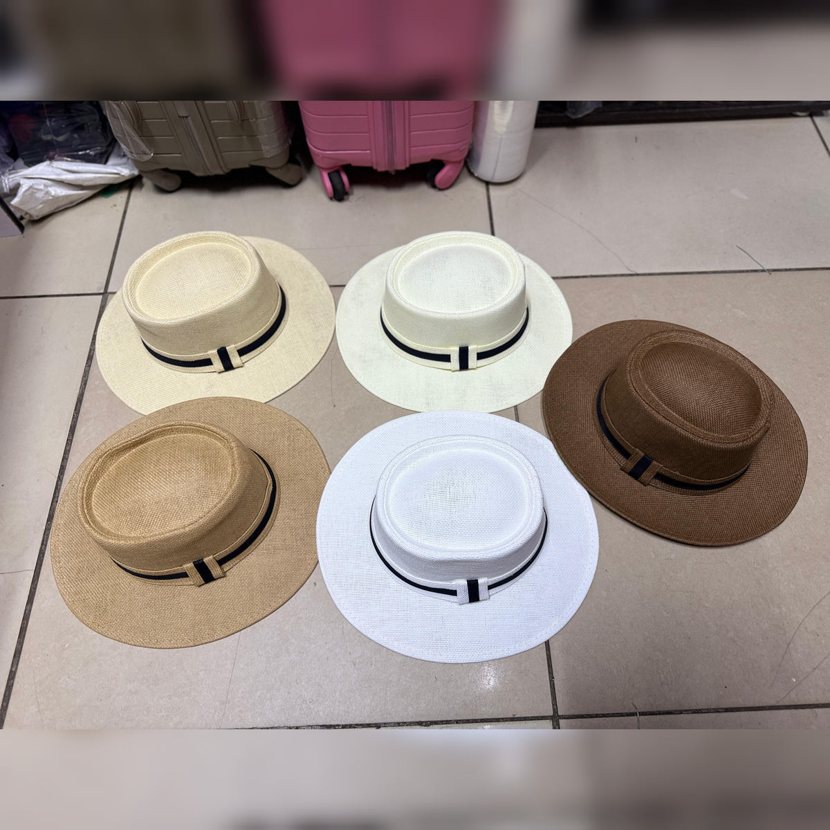 Classic Flat-Brim Woven Straw Boater Fedora Hat