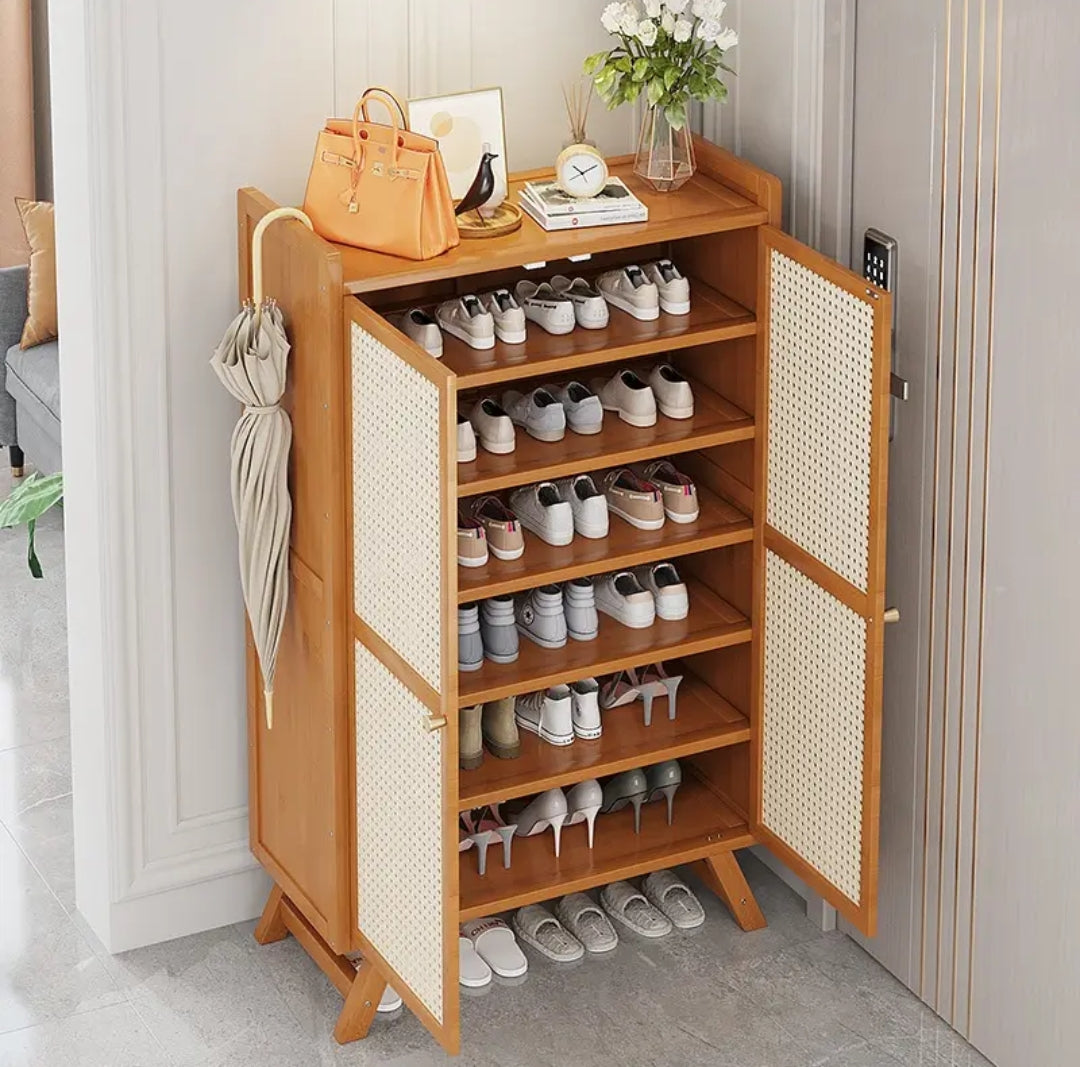 Wooden bamboo shoe rack storage cabinet gha
