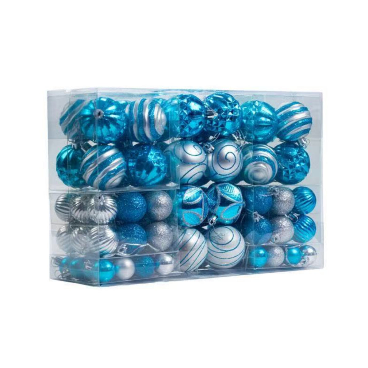 100 Piece Blue Christmas Tree Baubles Decoration Set