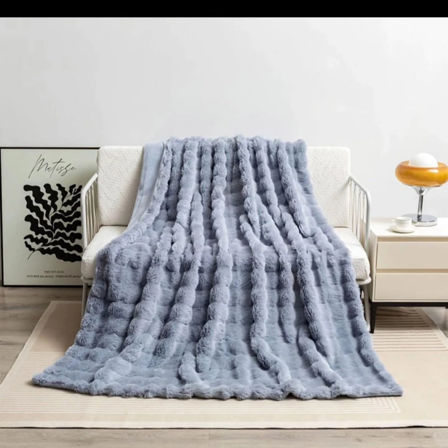 Double Sided Warm Bubble Fleece Blanket
