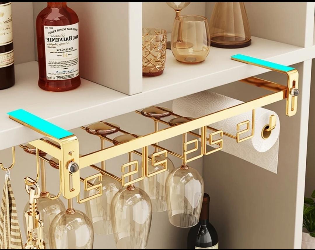 Gold Wine Glass and Paper Towel Rack Holder