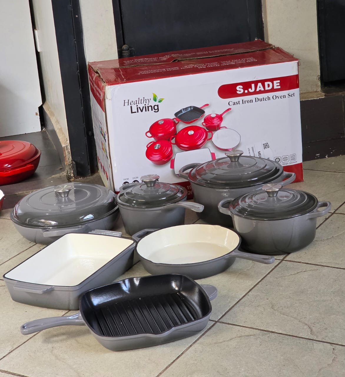 11pc Enamel cast iron cookware set
