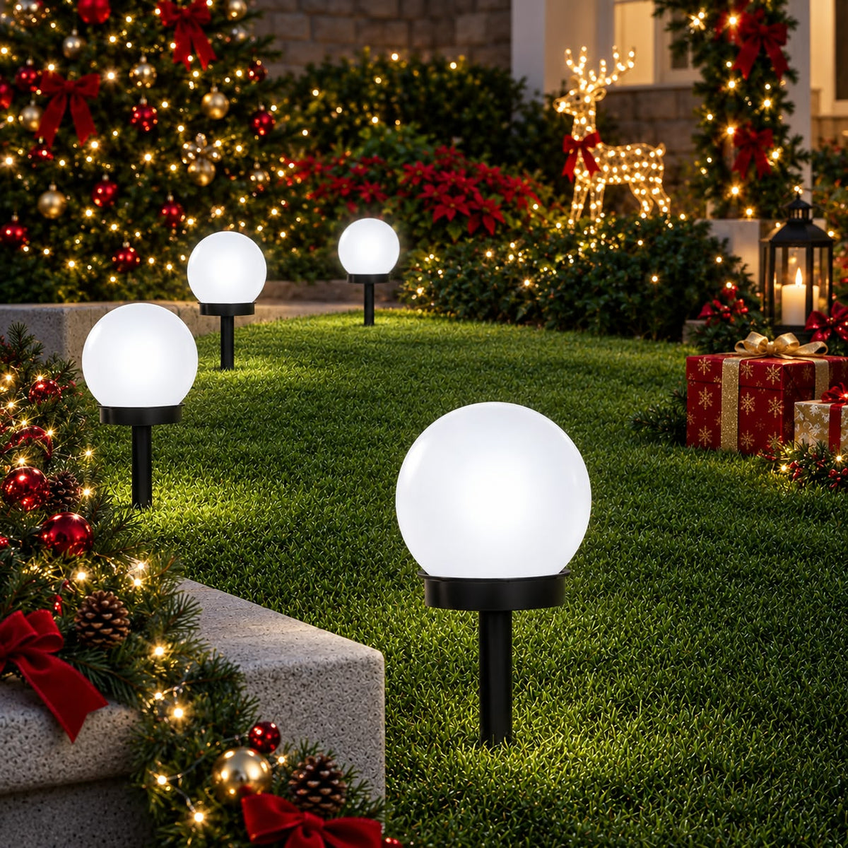 6 Piece Christmas Solar Garden Lamp Set Gha