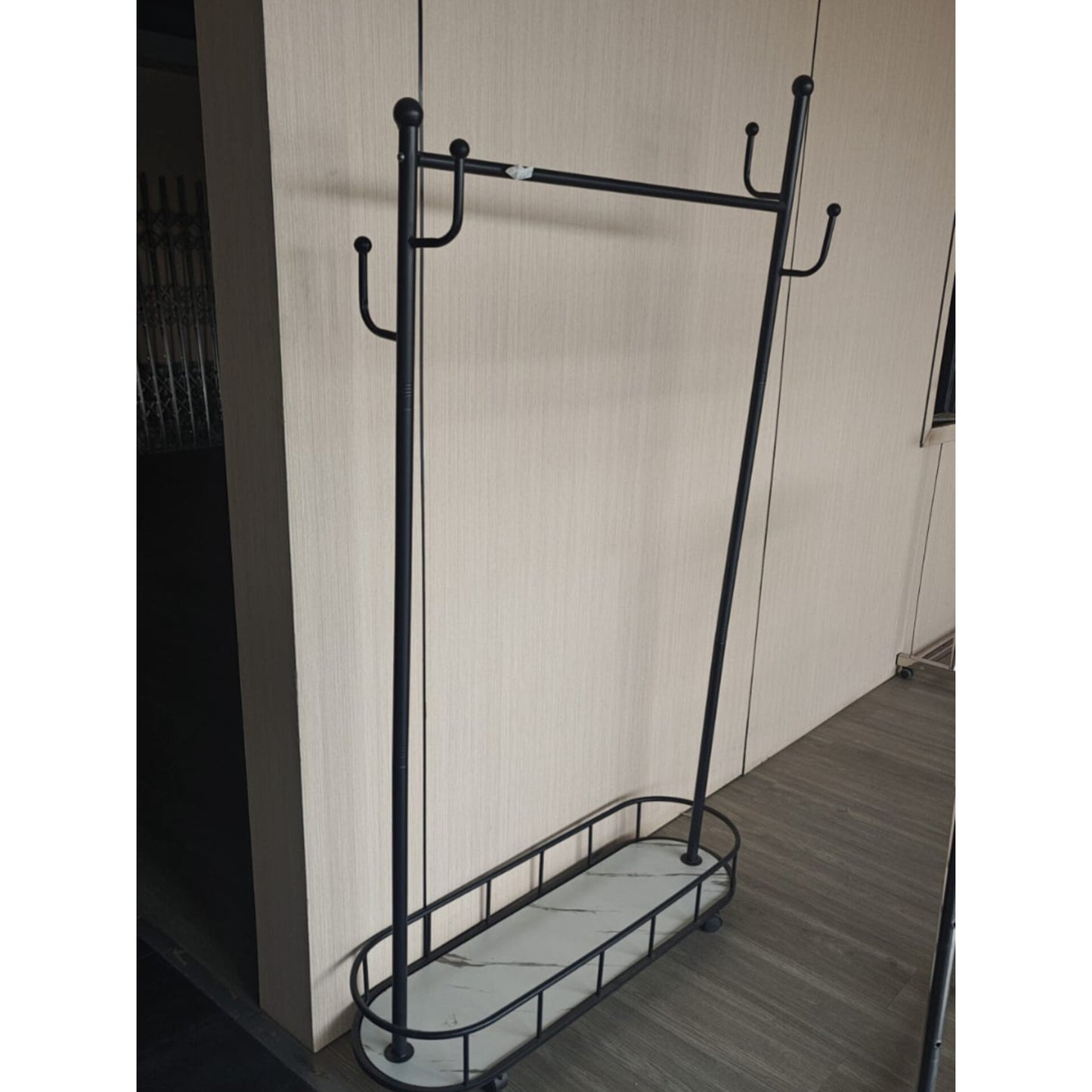Freestanding Metal Clothes Rack with Storage Shelf