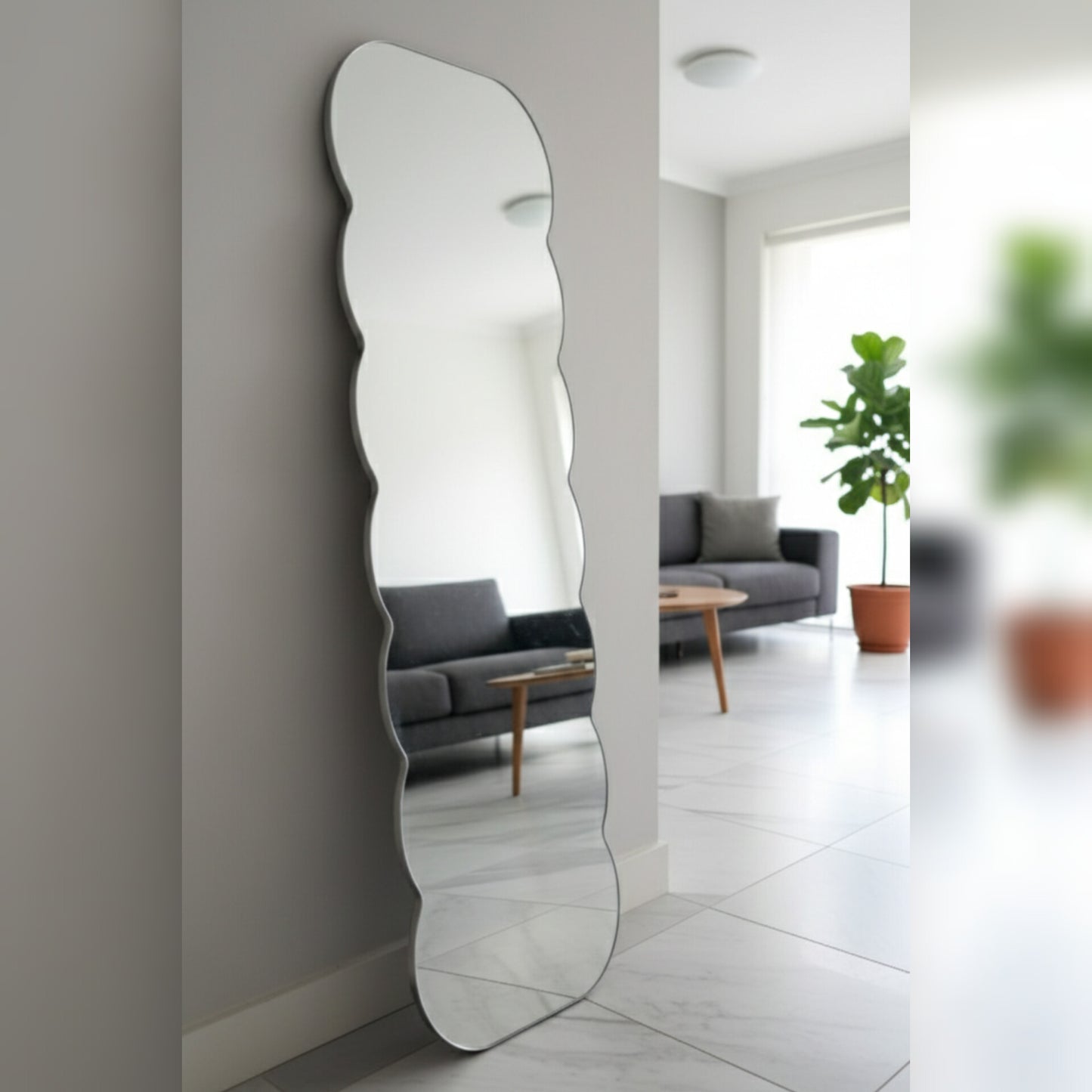 Unbreakable wavy dressing mirror