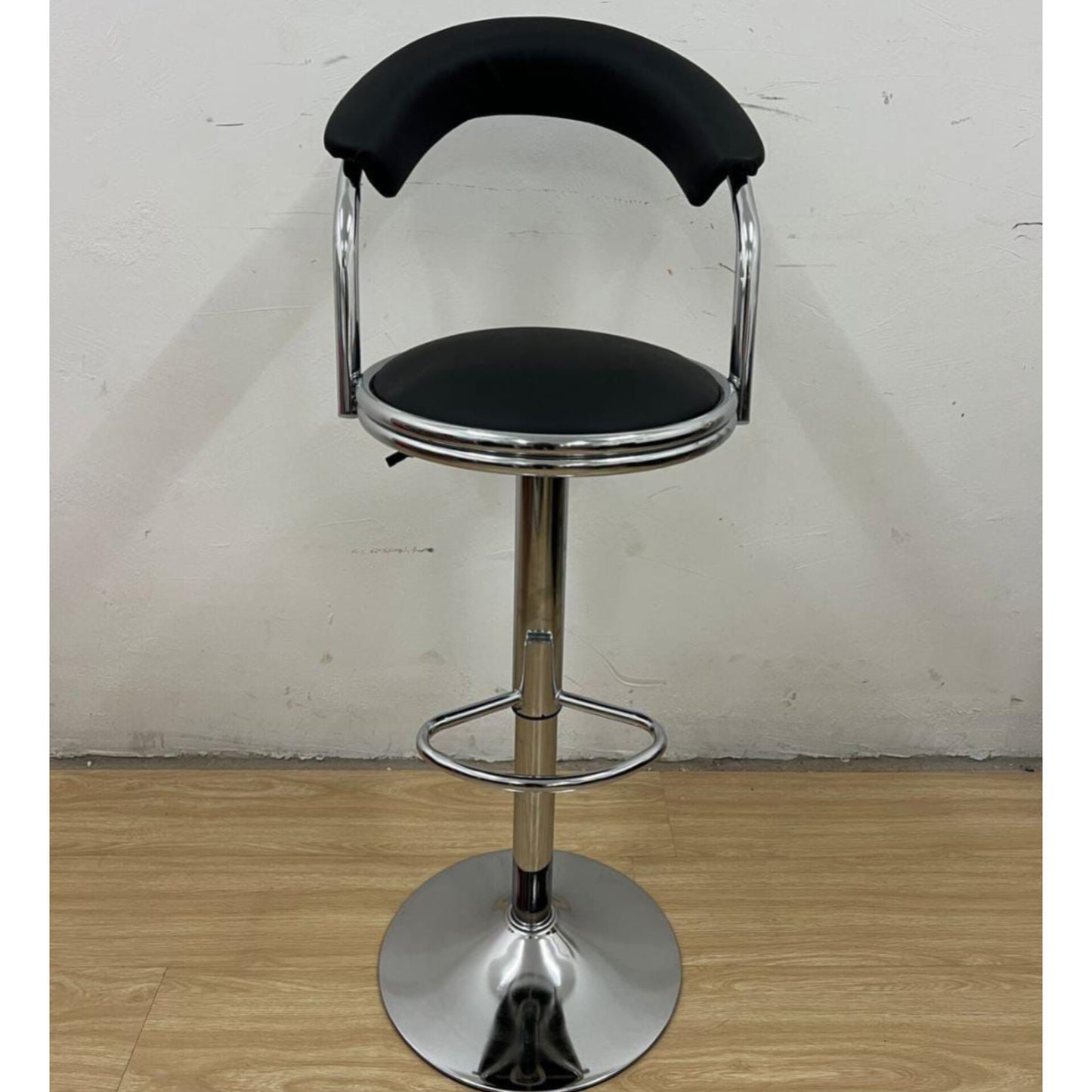 Contemporary Black Padded Adjustable Hydraulic Bar Stool