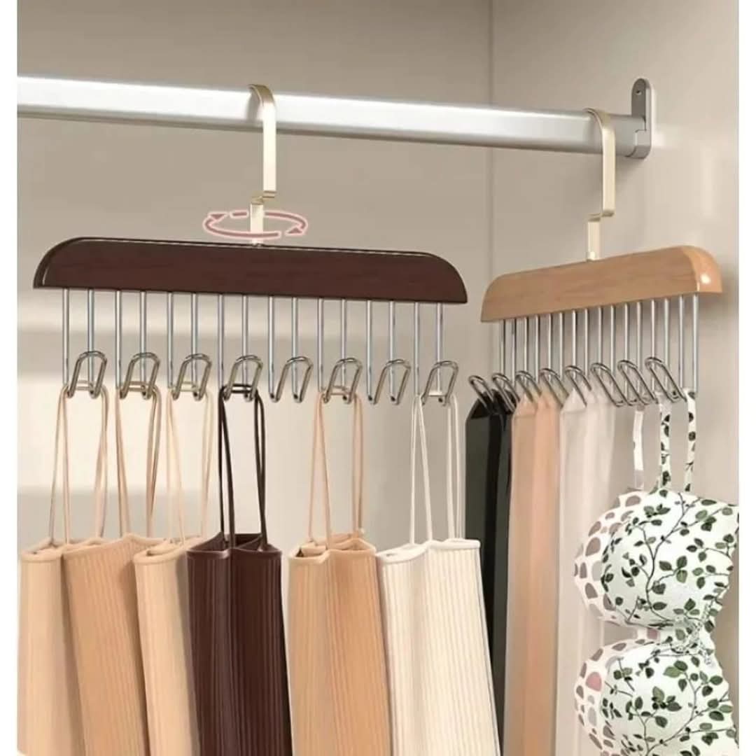 Wooden hangers with hooks