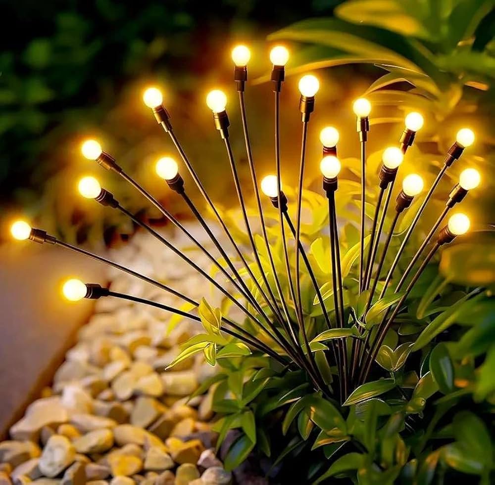 2 Pc Solar Powered Firefly Swaying Lawn Lights