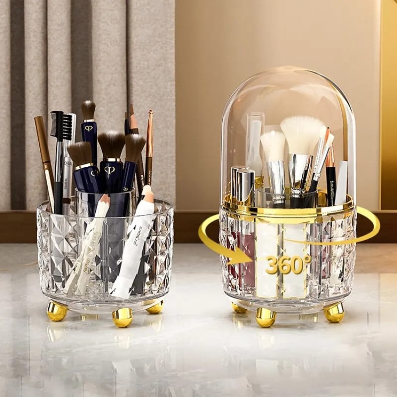 Rotating makeup brushes holder