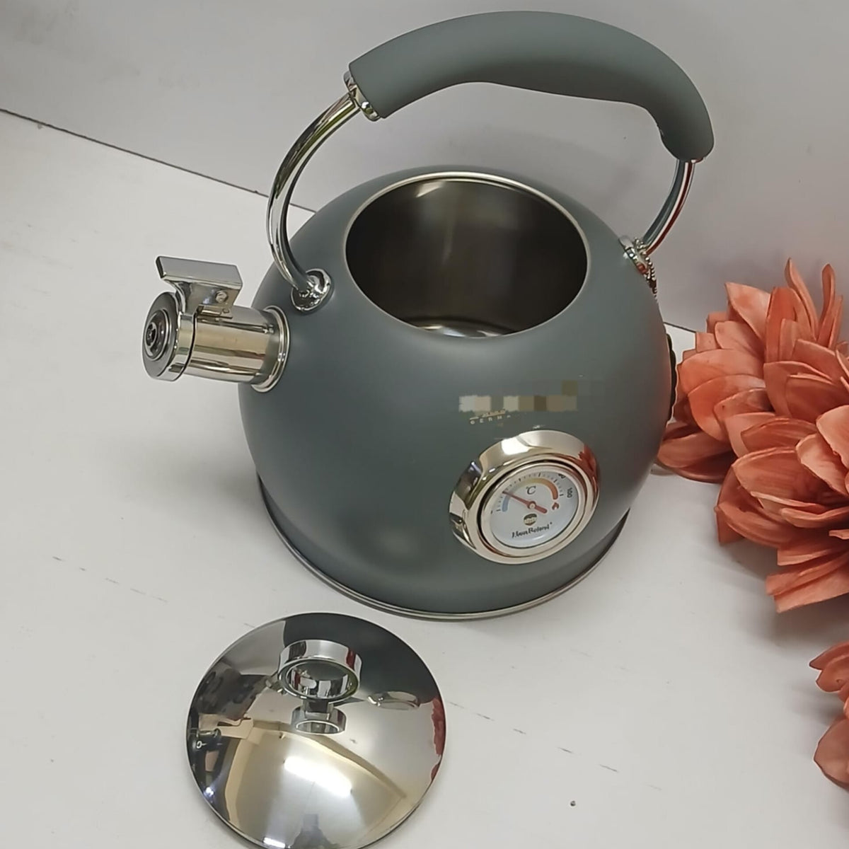3L Whistling Stainless Steel Kettle With Thermometer