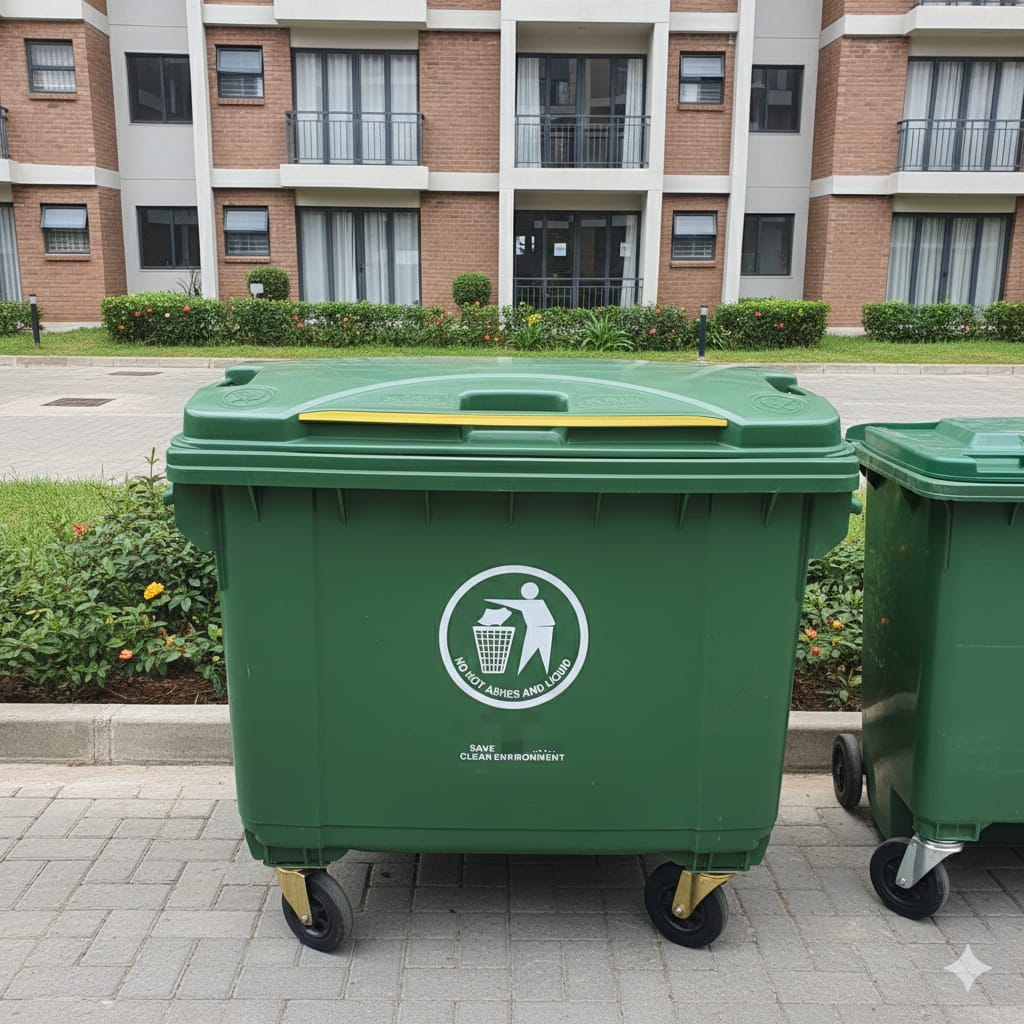 750L Heavy Duty Industrial Waste Dustbin Container With Wheels TT