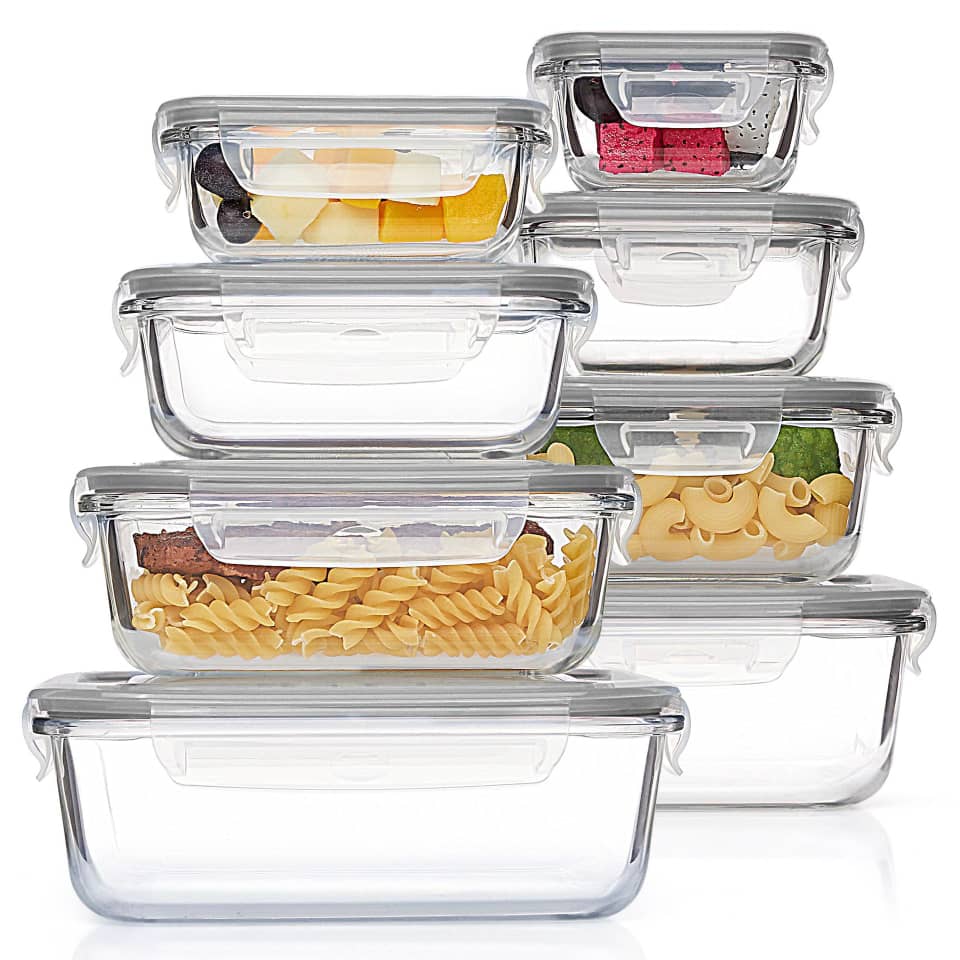8 Pc Airtight Glass Food Containers