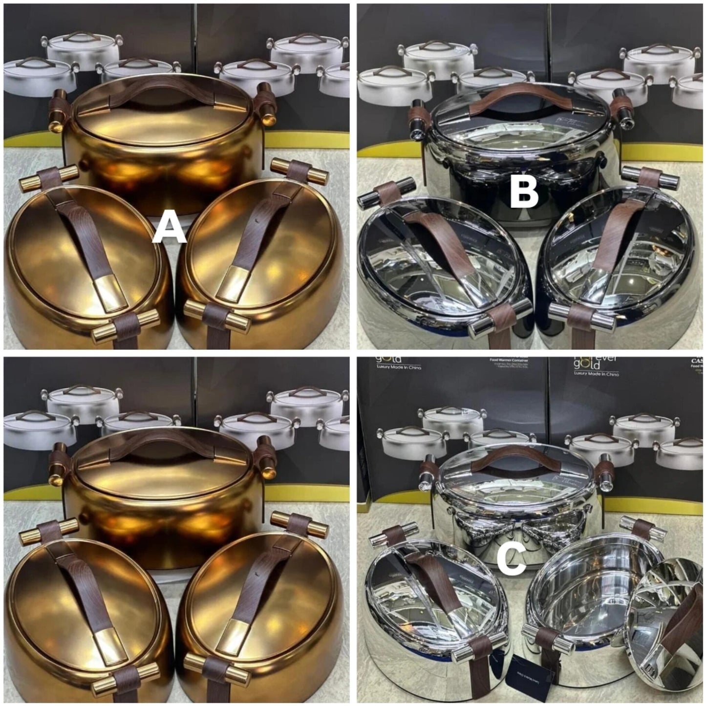 3Pcs Oval Insulated Food Warmer Set