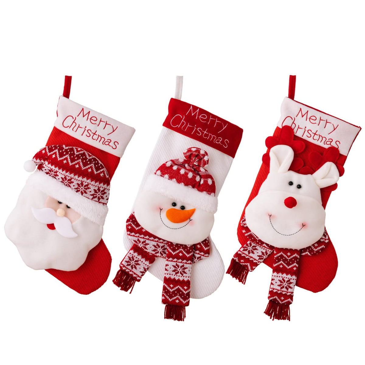 Large Santa Snowman Elk Knitted Christmas Fireplace Socks