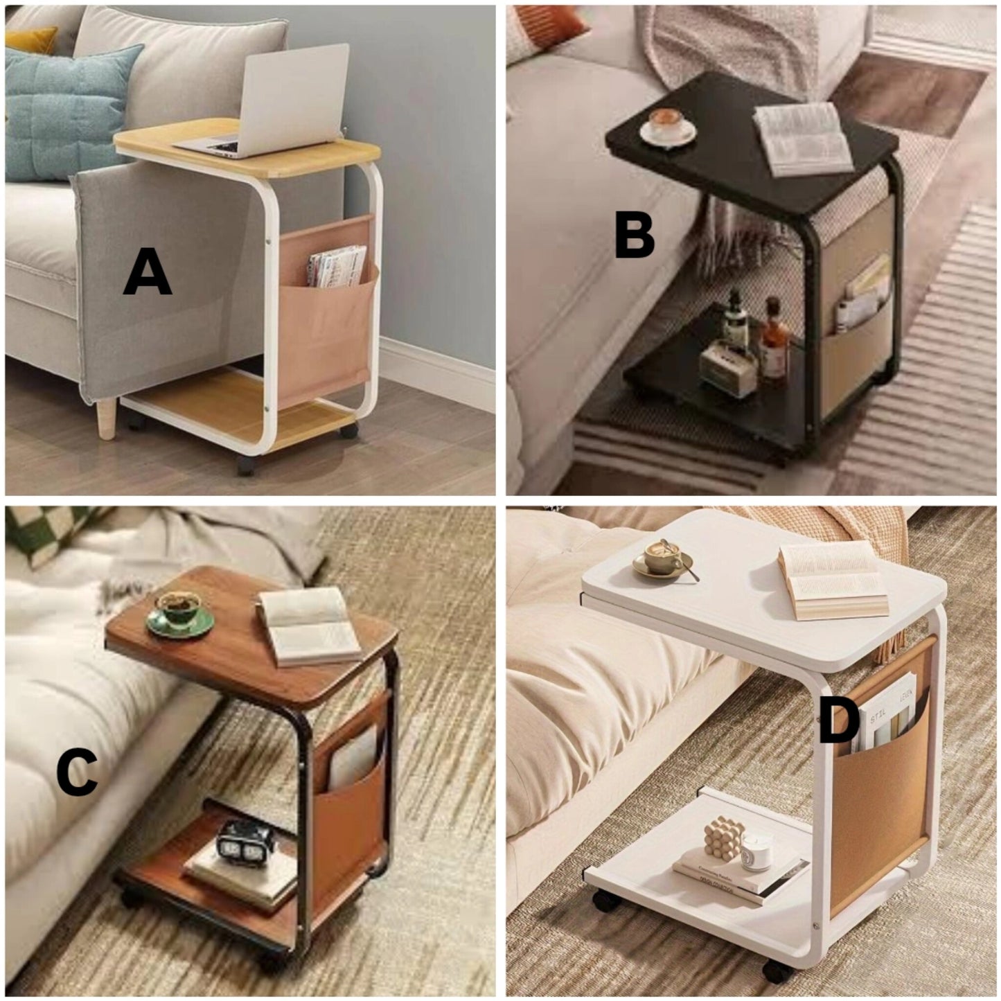 2 Layer trolley with matching insert pocket side stool/table