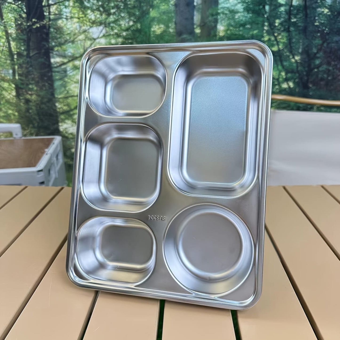 5 Section Stainless Steel Partitioned Plate