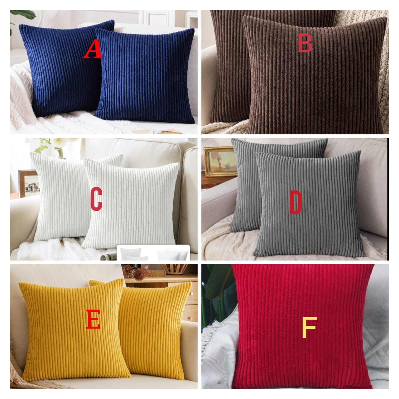 Ribbed Velvet Cushion Cover Set