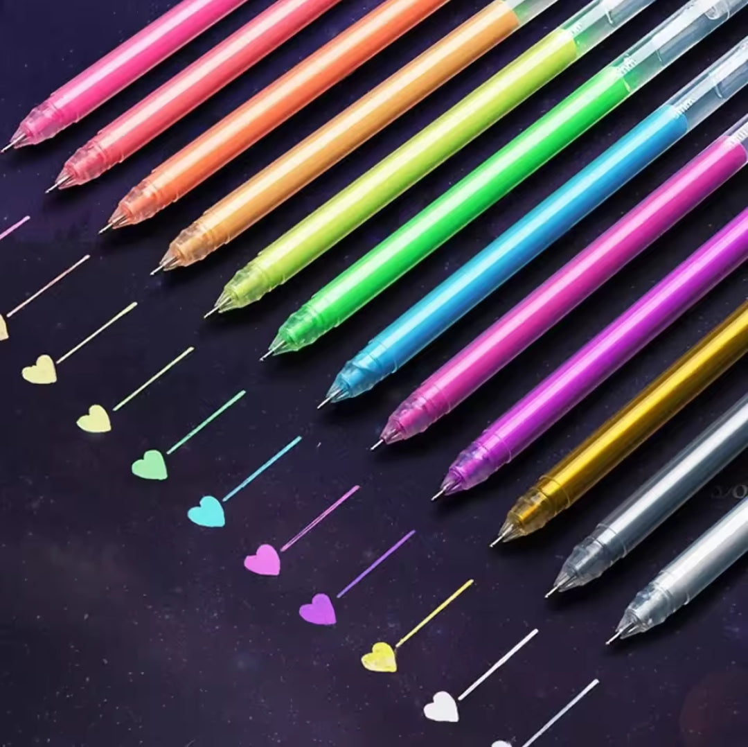 12-Piece Assorted Glitter Gel Pens Set for Art, Craft, and Journaling