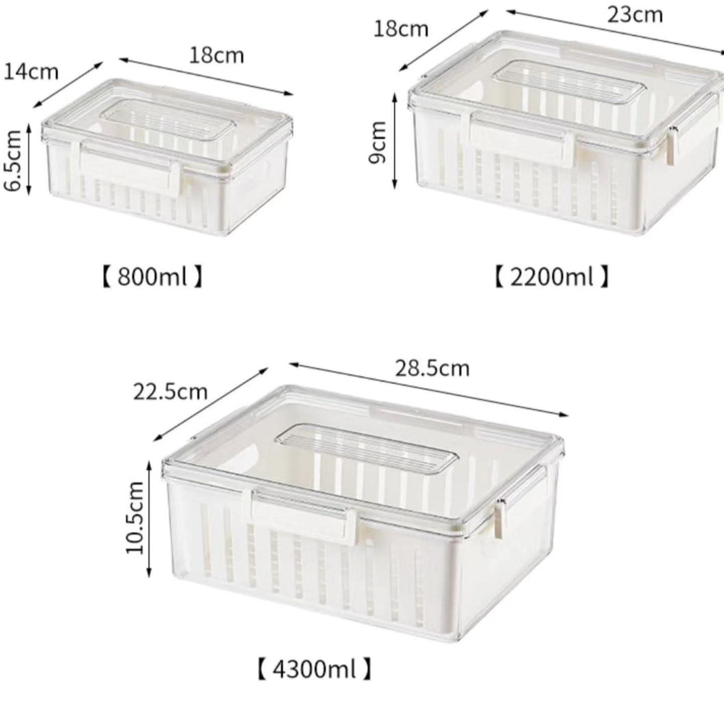 3 Piece Stackable Food Storage Containers with Drain Basket